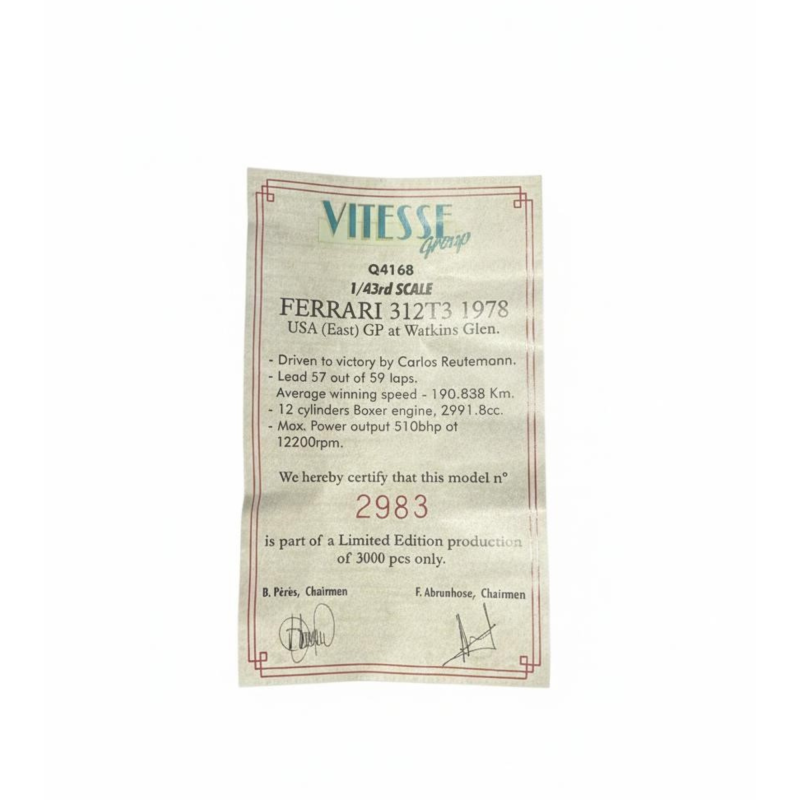 FERRARI 312 T3 WINNER BRITISH GP 1978 CARLOS REUTEMANN Q4095